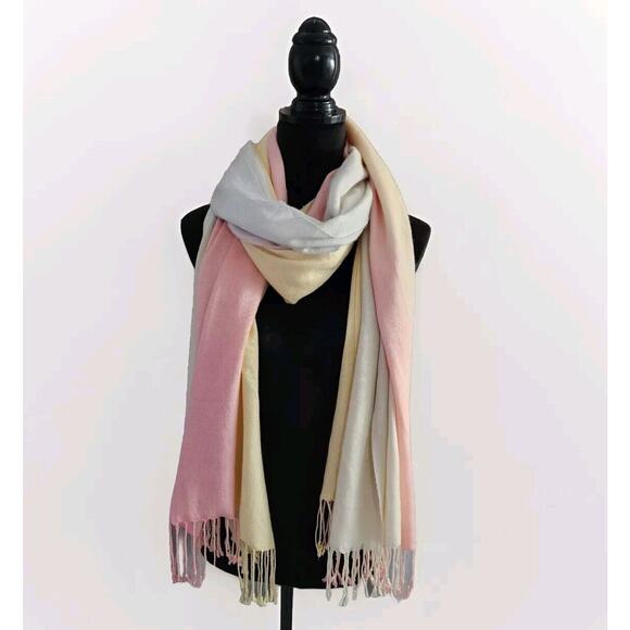 Unbranded Pashmina Wool Silk Blend Oversized Wrap Shawl Ombre Pastel 35 x 84 In - Picture 1 of 4